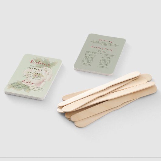 Sage and Blush Floral Wedding Programme Handwaaier (Niet-gemonteerd)