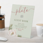 Sage and Blush Weddenschap Foto Guestbook Reclamebord Met Voetstuk (Insitu)