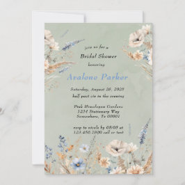 Sage and Dusty Blue Wildflowers Vrijgezellenfeest Kaart