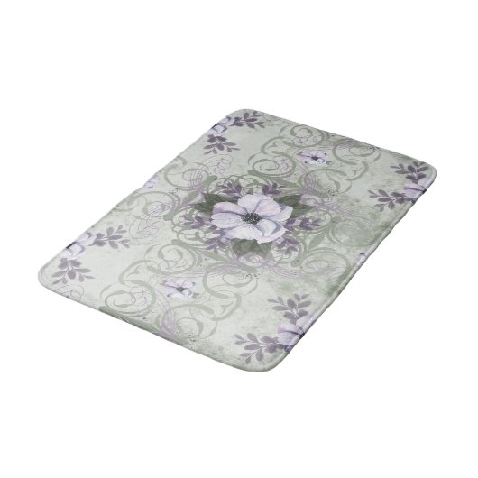 Sage and Lavender Floral Bath Mat (Gekanteld)