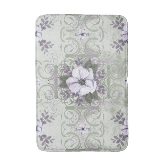 Sage and Lavender  Floral Bath Mat (Voorkant Verticaal)