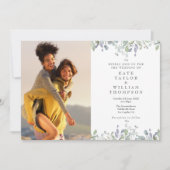 Sage and Lila Greenery Floral Photo Wedding Kaart (Voorkant)
