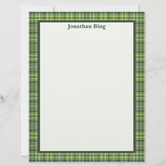 Sage and Olive Plaid Stationery Paper (Voorkant)