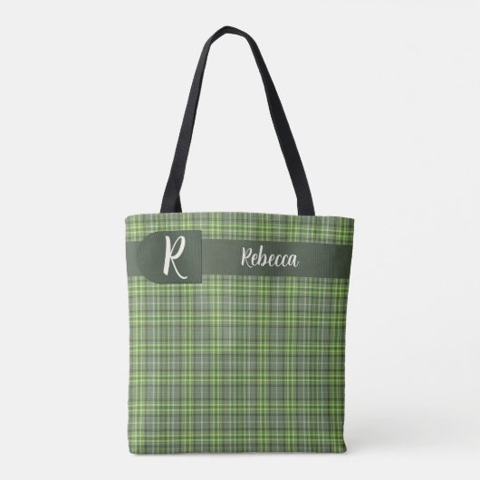 Sage and Olive Plaid Tote Bag (Achterkant)