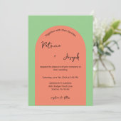 Sage and Salmon Modern Wedding Invitation Kaart (Staand voorkant)