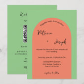 Sage and Salmon Modern Wedding Invitation Kaart (Voorkant / Achterkant)