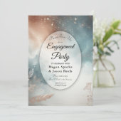  Sage and Terracotta Stardust Skies Engagement  Kaart (Staand voorkant)