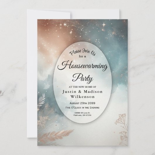 Sage and Terracotta Stardust Skies Housewarming Kaart (Voorkant)