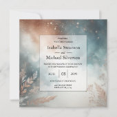 Sage and Terracotta Stardust Skies Wedding Kaart (Voorkant)