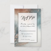 Sage and Terracotta Stardust Skies Wedding RSVP Kaartje (Voorkant)