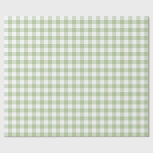 Sage and White Buffalo Plaid Gingham Cadeaupapier (Vlak)