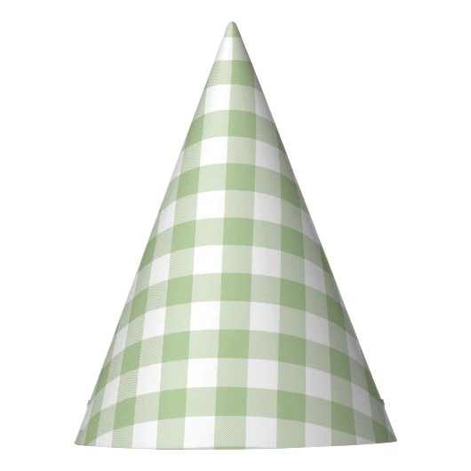 Sage and White Buffalo Plaid Gingham Feesthoedjes (Voorkant)