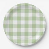 Sage and White Buffalo Plaid Gingham Papieren Bordje (Voorkant)