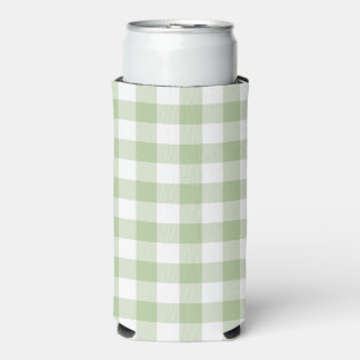 Sage and White Buffalo Plaid Gingham Seltzer Blikjeskoeler