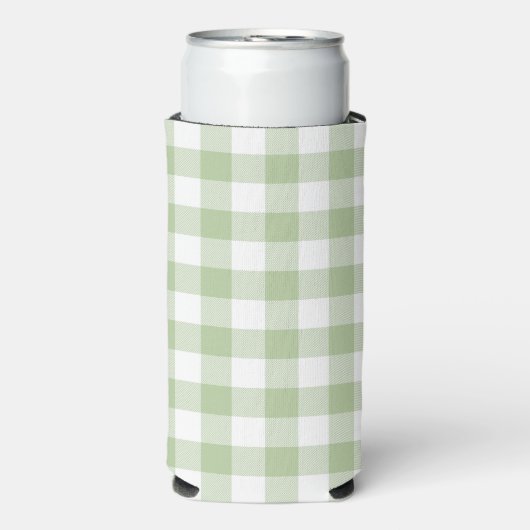 Sage and White Buffalo Plaid Gingham Seltzer Blikjeskoeler (Seltzer Voorkant)