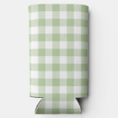Sage and White Buffalo Plaid Gingham Seltzer Blikjeskoeler (Achterkant)