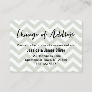 Sage and White Chevron "Change of Address" Card Visitekaartje