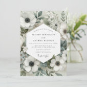 Sage Anemone Bloom Wedding Kaart (Staand voorkant)