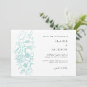 Sage Anemone Floral bruiloft Kaart (Staand voorkant)