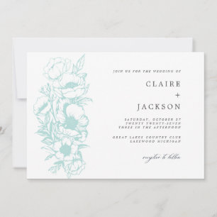 Sage Anemone Floral bruiloft Kaart