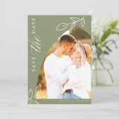 Sage Arch Boho Minimal Leaf Foto Save The Date (Staand voorkant)