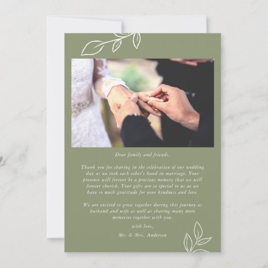 Sage Arch Botanical Leaf Weddenschap Hartelijk dan Bedankkaart (Achterkant)