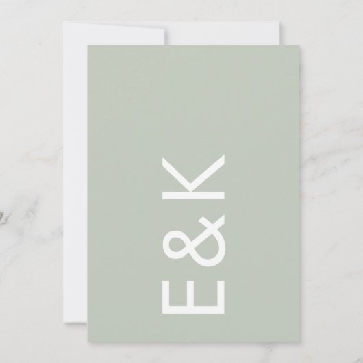 Sage Arch Moss Abstract Japandi Minimalism Wedding Kaart (Achterkant)