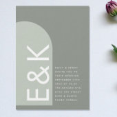 Sage Arch Moss Abstract Japandi Minimalism Wedding Kaart
