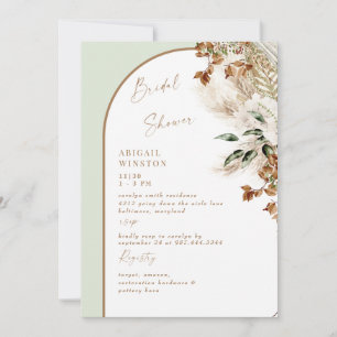 Sage Arch Pampas Boho Bridal Shower Uitnodiging