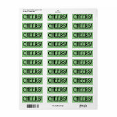Sage Art Deco Cheers Adres Etiket (Full Sheet)