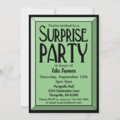 Sage Art Deco Foto Birthday Surprise Party Kaart (Voorkant)