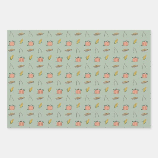 Sage Autumn Harvest Festival  Thanksgiving Inpakpapier Vel (Voorkant 2)