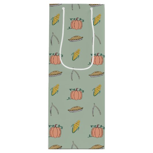 Sage Autumn Harvest Festival  Thanksgiving Wijn Cadeautas (Voorkant)