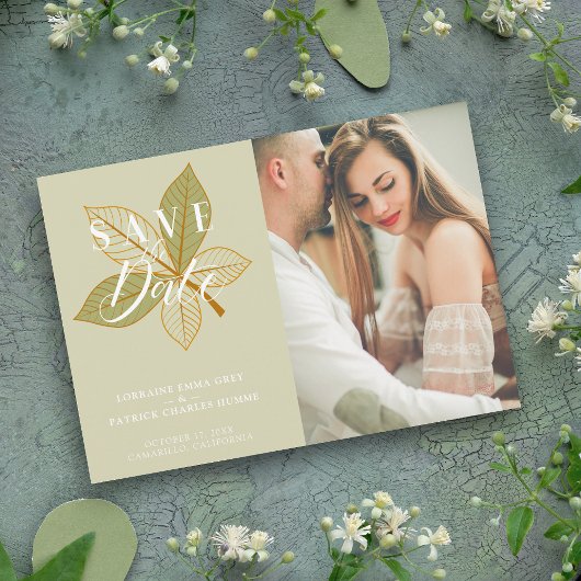 Sage Autumn Leaves Thleed Wedding Custom Photo