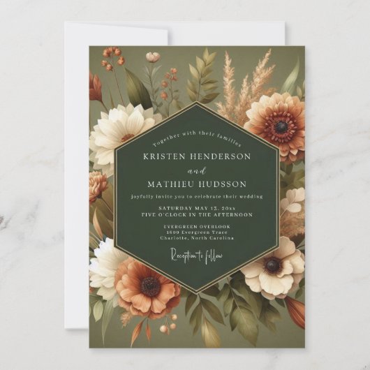 Sage Autumnal Harvest Wedding Kaart (Voorkant)