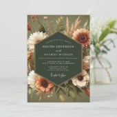 Sage Autumnal Harvest Wedding Kaart (Staand voorkant)