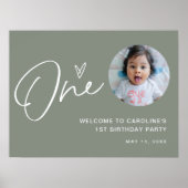 SAGE Baby 1st Birthday Party Welkom Poster (Voorkant)