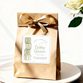 Sage Baby Blocks Baby Shower Favor Sticker
