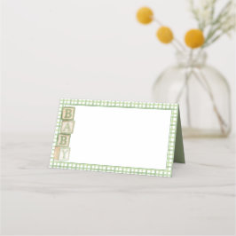 Sage Baby Blocks Blank Food & Favor Tent Cards Plaatskaartje