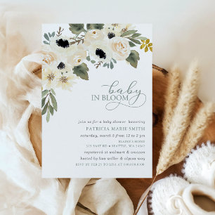 Sage Baby in Bloom Ivoor Bloemen Meisje Baby showe Kaart