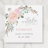 Sage Baby in Bloom Roze Bloemen Meisje Baby shower Bedankjes Labels (Voorkant)