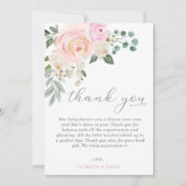 Sage Baby in Bloom Roze Bloemen Meisje Baby shower Bedankkaart (Voorkant)