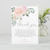 Sage Baby in Bloom Roze Bloemen Meisje Baby shower Bedankkaart (Staand voorkant)