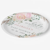 Sage Baby in Bloom Roze Bloemen Meisje Baby shower Papieren Bordje (Gekanteld)