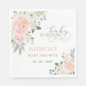 Sage Baby in Bloom Roze Bloemen Meisje Baby shower Servet (Voorkant)