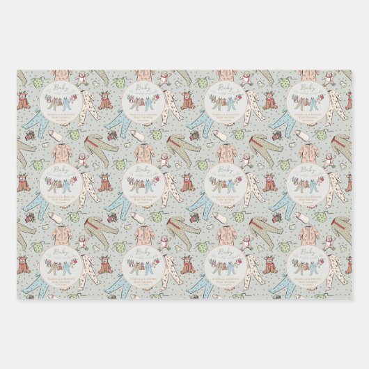 Sage Baby is koud buiten het Baby shower Inpakpapier Vel (Voorkant)
