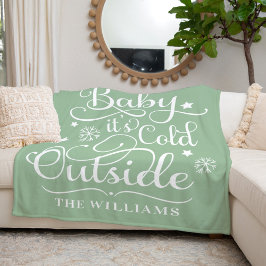 Sage Baby It's Cold Outside Familienaam Fleece Deken