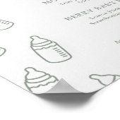 Sage Baby Shower Fles Service Drankmenu Bord Poster (Hoek)