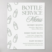 Sage Baby Shower Fles Service Drankmenu Bord Poster (Voorkant)