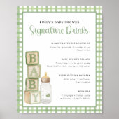 Sage Baby Shower Signature Drinks Sign Printable Poster (Voorkant)